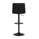 Hughes Commercial Grade Modern Mid-Back Adjustable Height LeatherSoft Channel Stitched Barstools, Set of 2, Black