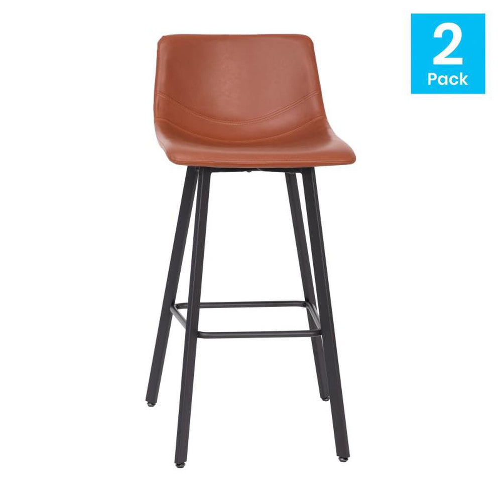 Caleb Modern Armless Counter Height Commercial Grade Barstool - Pack of 2