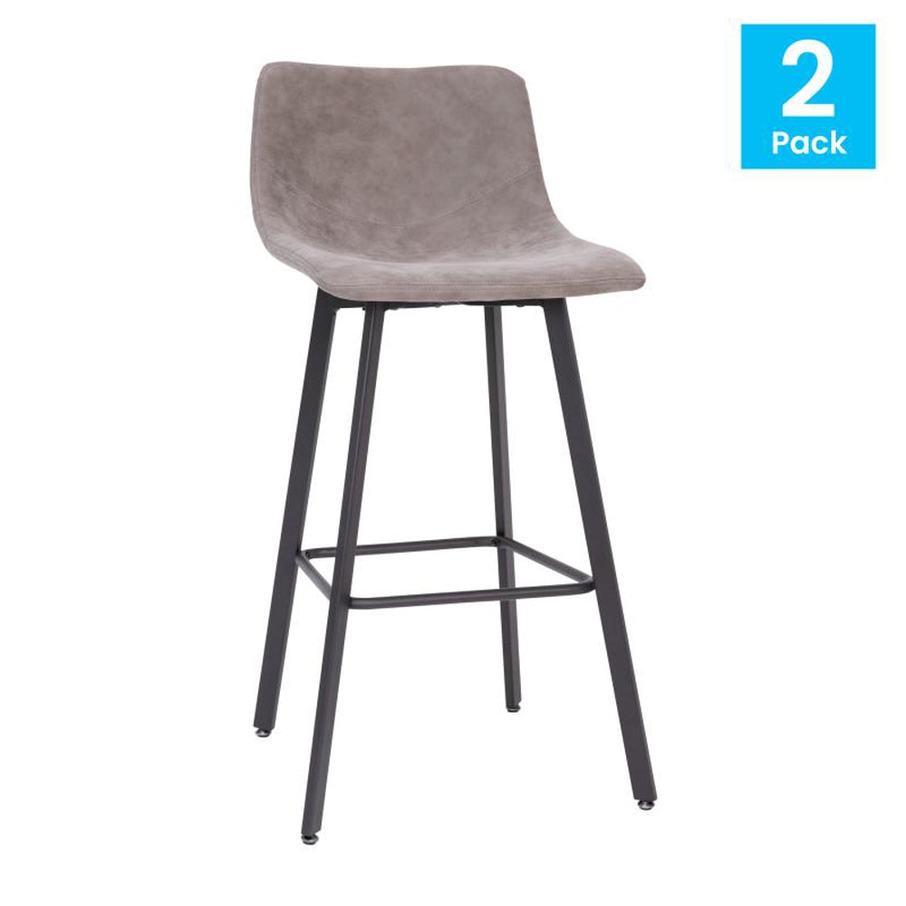 Caleb Modern Armless Counter Height Commercial Grade Barstool - Pack of 2
