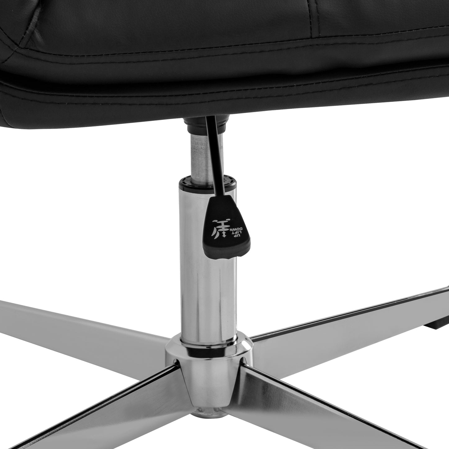 Chloe Commercial Mid-Back Black Padded LeatherSoft Armless Stationary Task Office Chair with Adjustable Height, Swivel Function, and Chrome Frame