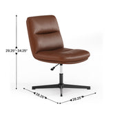 Chloe Commercial Mid-Back Cognac Padded LeatherSoft Armless Stationary Task Office Chair with Adjustable Height, Swivel Function, and Black Frame