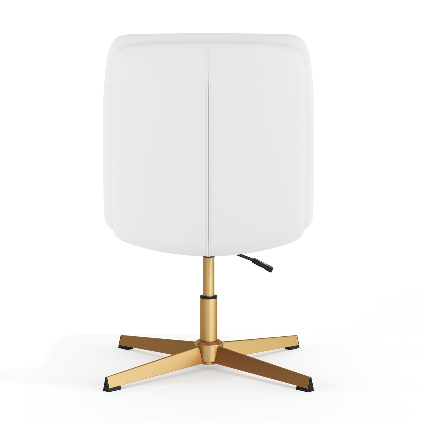 Chloe Commercial Mid-Back White Padded LeatherSoft Armless Stationary Task Office Chair with Adjustable Height, Swivel Function, and Gold Frame
