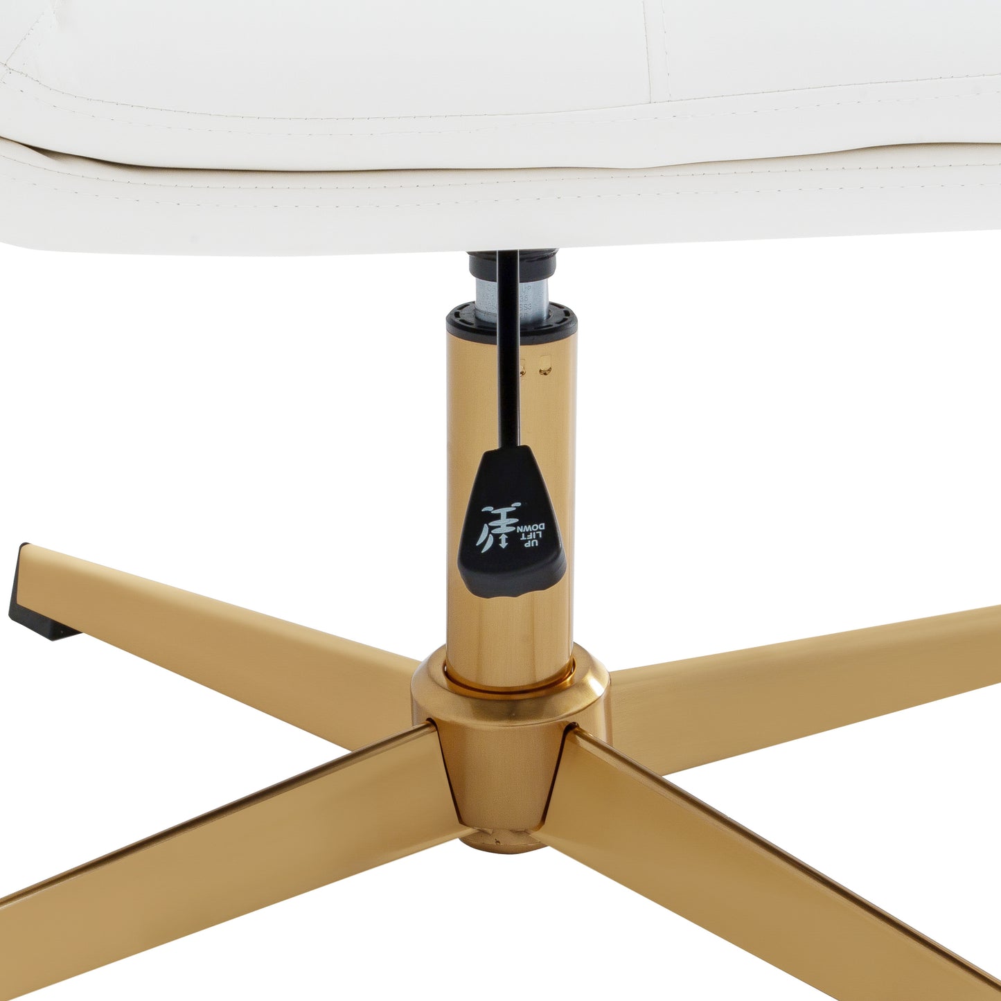Chloe Commercial Mid-Back White Padded LeatherSoft Armless Stationary Task Office Chair with Adjustable Height, Swivel Function, and Gold Frame
