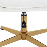 Chloe Commercial Mid-Back White Padded LeatherSoft Armless Stationary Task Office Chair with Adjustable Height, Swivel Function, and Gold Frame