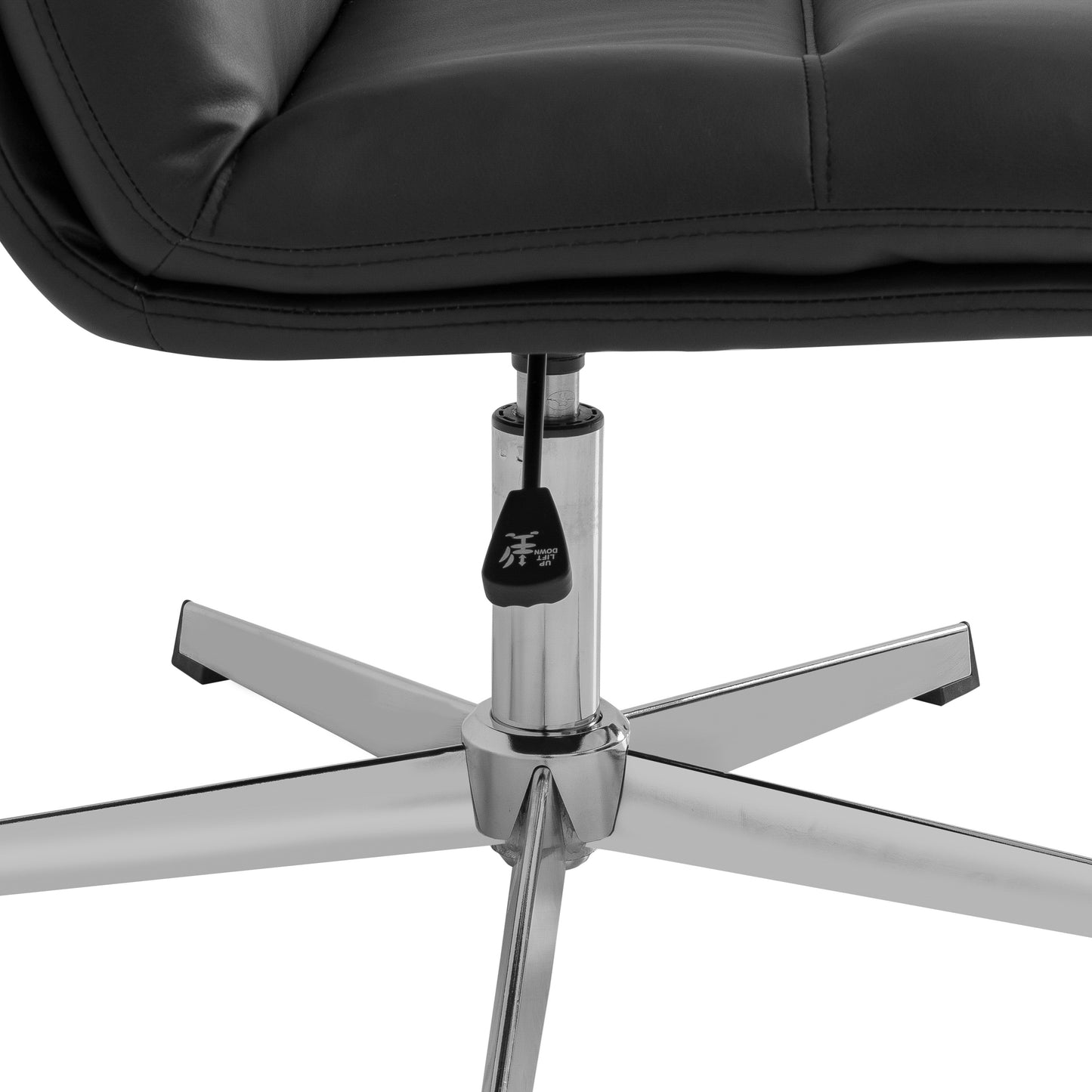 Chloe Commercial Wide Mid-Back Black Padded LeatherSoft Armless Stationary Task Office Chair with Adjustable Height, Swivel Function, and Chrome Frame