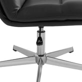 Chloe Commercial Wide Mid-Back Black Padded LeatherSoft Armless Stationary Task Office Chair with Adjustable Height, Swivel Function, and Chrome Frame