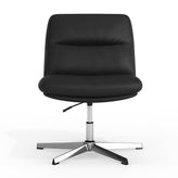 Chloe Commercial Wide Mid-Back Black Padded LeatherSoft Armless Stationary Task Office Chair with Adjustable Height, Swivel Function, and Chrome Frame