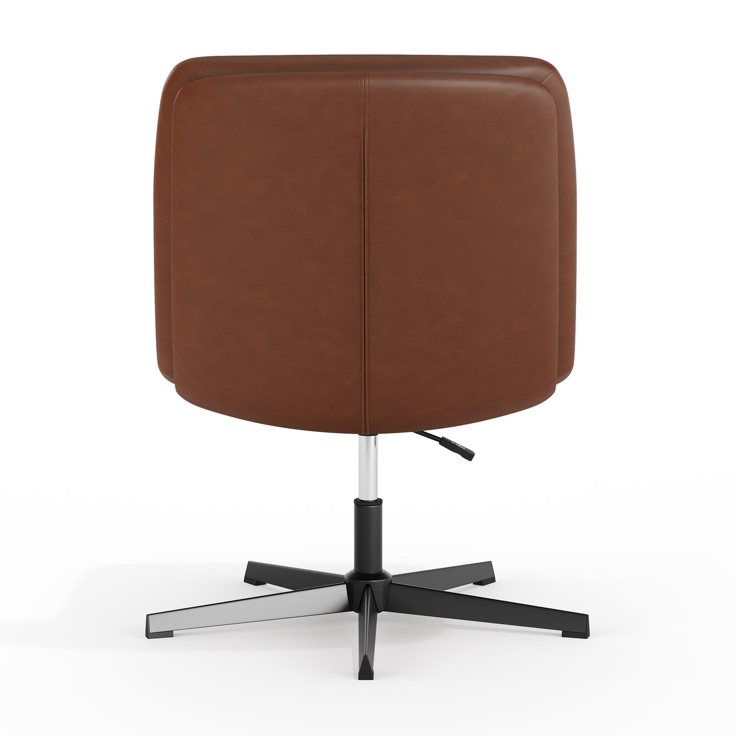 Chloe Commercial Wide Mid-Back Cognac Padded LeatherSoft Armless Stationary Task Office Chair with Adjustable Height, Swivel Function, and Black Frame