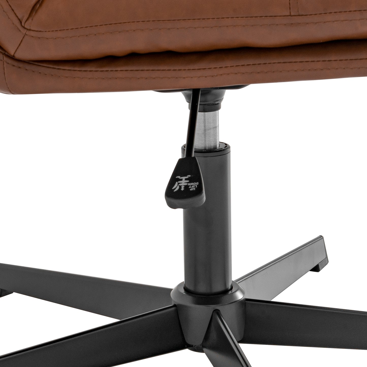 Chloe Commercial Wide Mid-Back Cognac Padded LeatherSoft Armless Stationary Task Office Chair with Adjustable Height, Swivel Function, and Black Frame