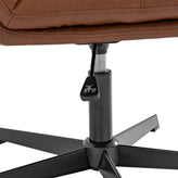 Chloe Commercial Wide Mid-Back Cognac Padded LeatherSoft Armless Stationary Task Office Chair with Adjustable Height, Swivel Function, and Black Frame