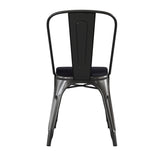 Perry Commercial Grade Black Metal Indoor-Outdoor Stackable Chair with Black Poly Resin Wood Seat