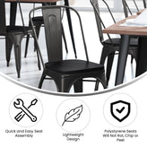 Perry Commercial Grade Black Metal Indoor-Outdoor Stackable Chair with Black Poly Resin Wood Seat