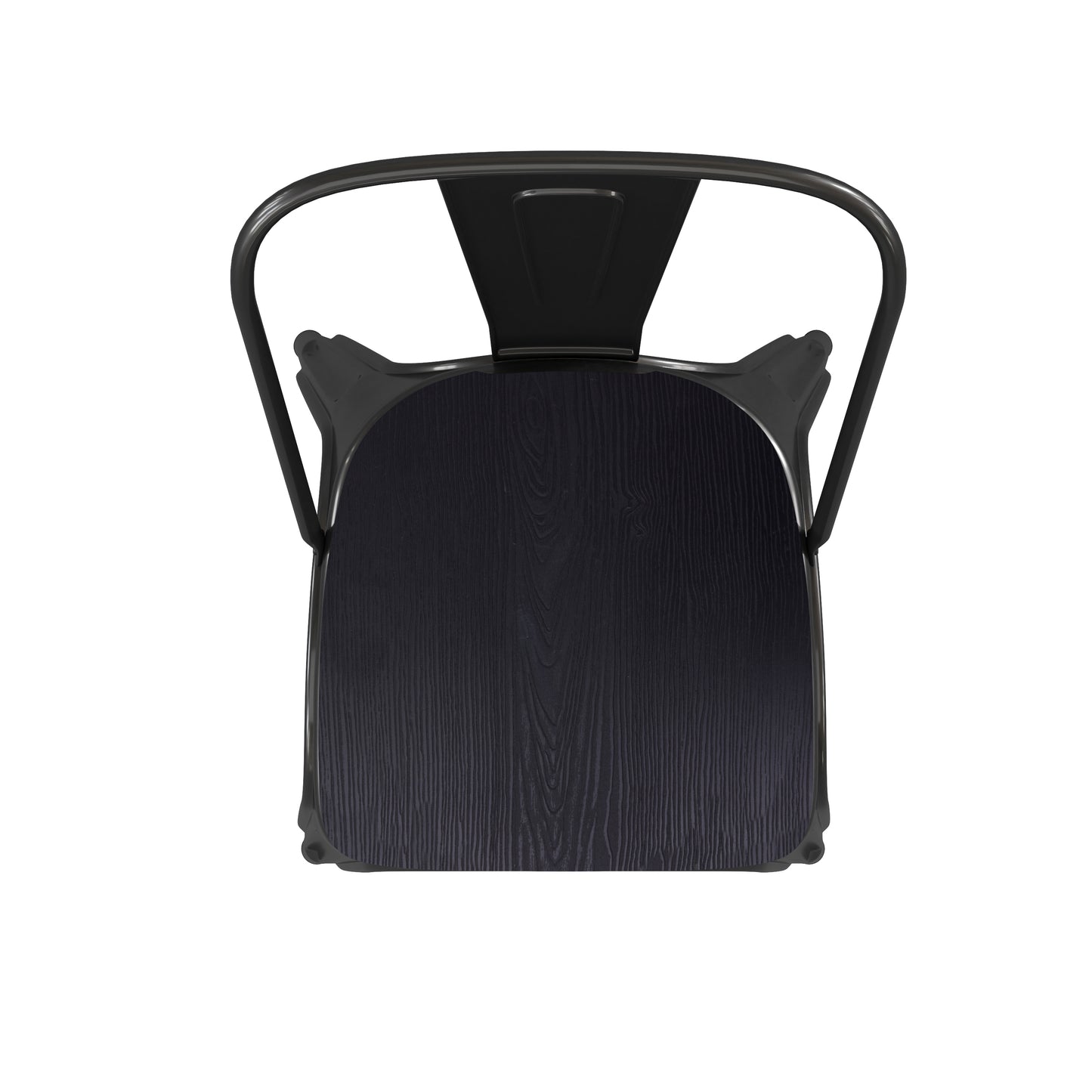 Perry Commercial Grade Black Metal Indoor-Outdoor Stackable Chair with Black Poly Resin Wood Seat