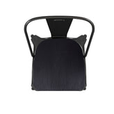 Perry Commercial Grade Black Metal Indoor-Outdoor Stackable Chair with Black Poly Resin Wood Seat