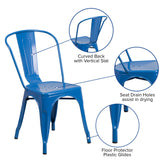 Foster Commercial Grade 31.5" Square Blue Metal Indoor-Outdoor Table Set with 4 Stack Chairs