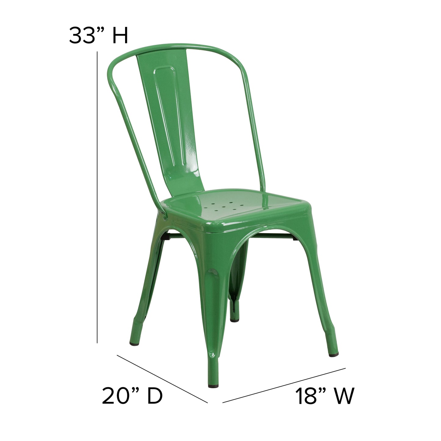 Foster Commercial Grade 31.5" Square Green Metal Indoor-Outdoor Table Set with 4 Stack Chairs