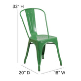 Foster Commercial Grade 31.5" Square Green Metal Indoor-Outdoor Table Set with 4 Stack Chairs