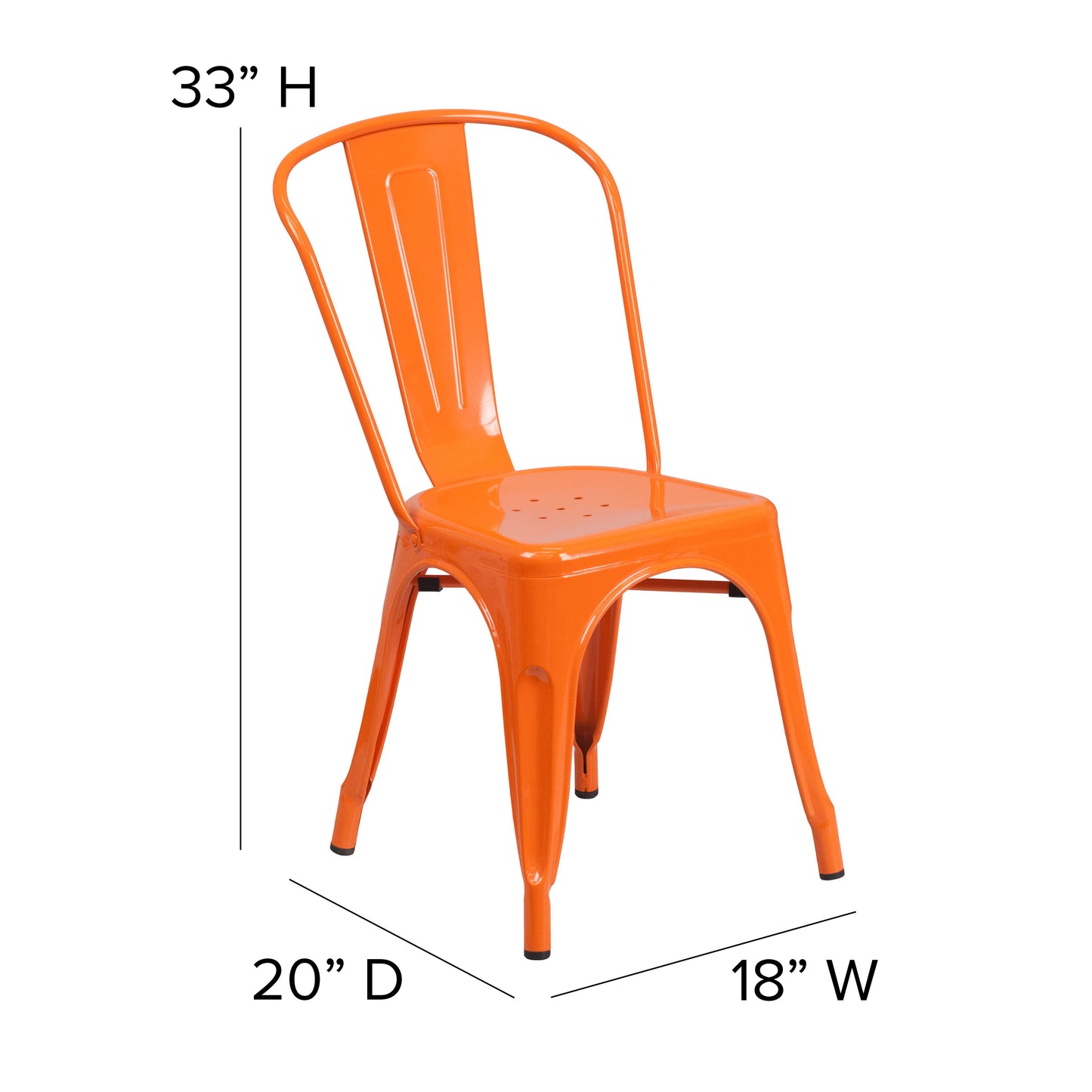 Foster Commercial Grade 31.5" Square Orange Metal Indoor-Outdoor Table Set with 4 Stack Chairs