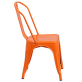 Foster Commercial Grade 31.5" Square Orange Metal Indoor-Outdoor Table Set with 4 Stack Chairs