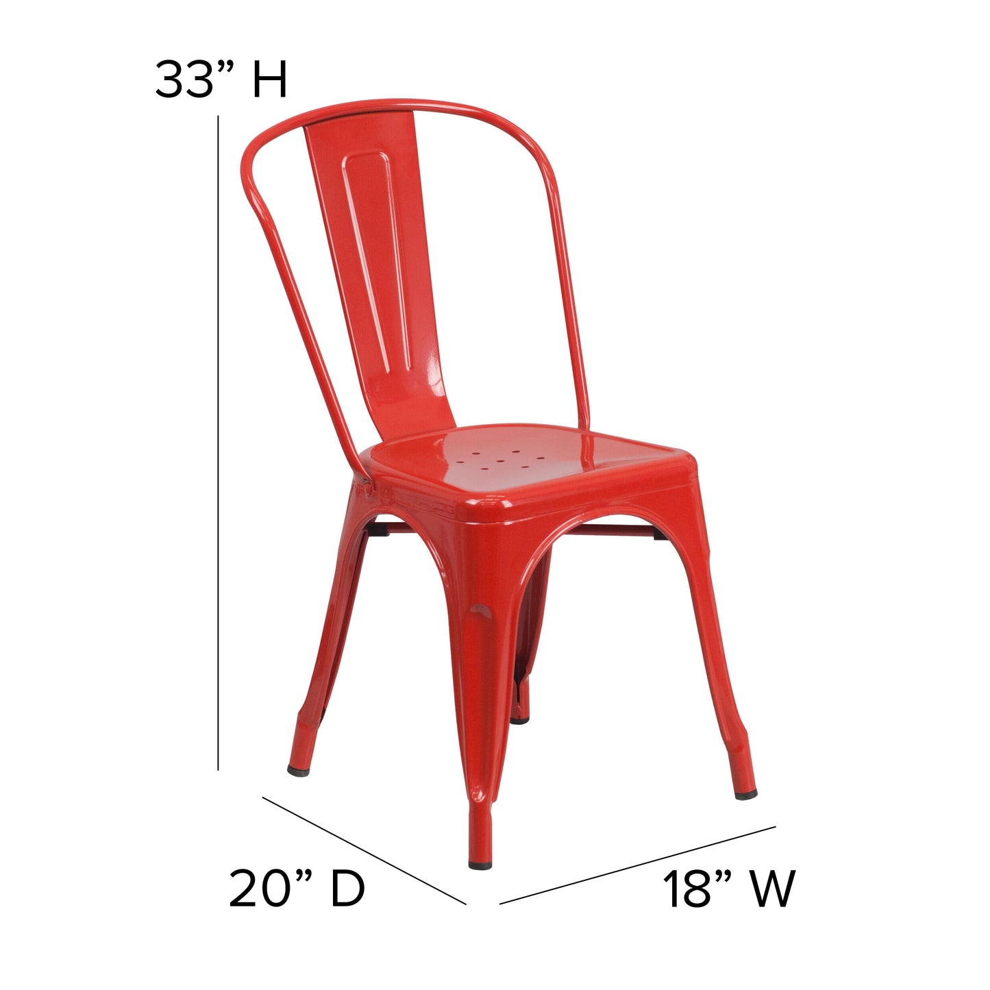 Foster Commercial Grade 31.5" Square Red Metal Indoor-Outdoor Table Set with 4 Stack Chairs