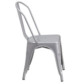 Foster Commercial Grade 31.5" Square Silver Metal Indoor-Outdoor Table Set with 4 Stack Chairs