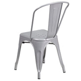 Foster Commercial Grade 31.5" Square Silver Metal Indoor-Outdoor Table Set with 4 Stack Chairs