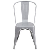 Foster Commercial Grade 31.5" Square Silver Metal Indoor-Outdoor Table Set with 4 Stack Chairs