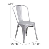 Perry Commercial Grade Silver Metal Indoor-Outdoor Stackable Chair with Gray Poly Resin Wood Seat