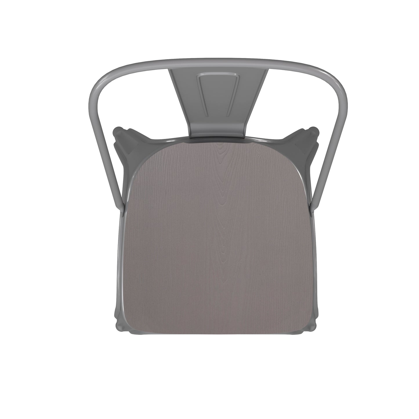 Perry Commercial Grade Silver Metal Indoor-Outdoor Stackable Chair with Gray Poly Resin Wood Seat