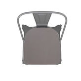 Perry Commercial Grade Silver Metal Indoor-Outdoor Stackable Chair with Gray Poly Resin Wood Seat