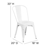 Foster Commercial Grade 31.5" Square White Metal Indoor-Outdoor Table Set with 4 Stack Chairs
