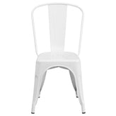 Foster Commercial Grade 31.5" Square White Metal Indoor-Outdoor Table Set with 4 Stack Chairs