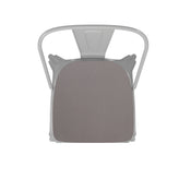 Perry Commercial Grade White Metal Indoor-Outdoor Stackable Chair with Gray Poly Resin Wood Seat