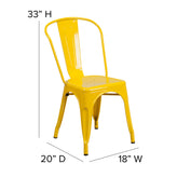 Perry Commercial Grade Yellow Metal Indoor-Outdoor Stackable Chair with Teak Poly Resin Wood Seat