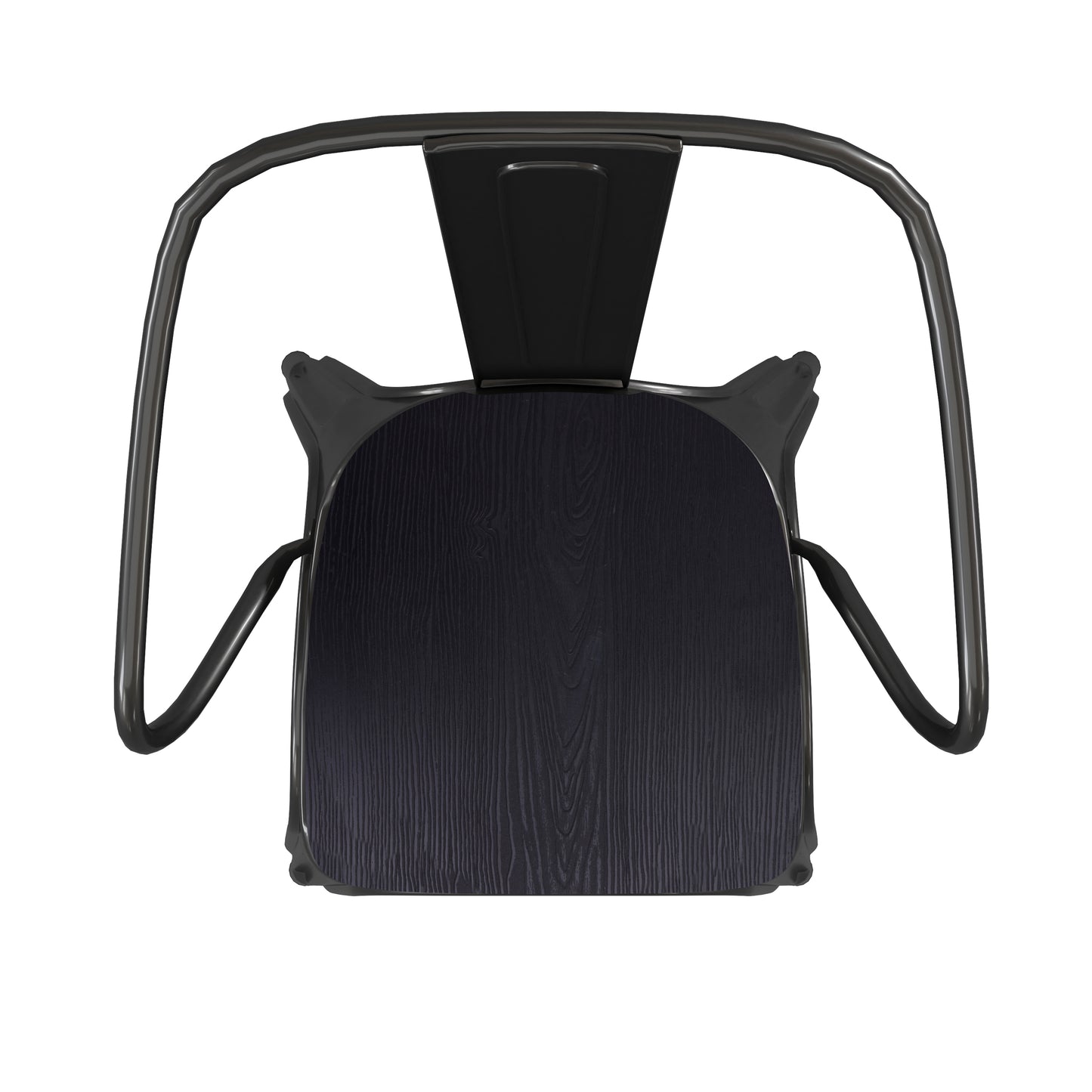 Luna Commercial Grade Black Metal Indoor-Outdoor Chair with Arms with Black Poly Resin Wood Seat