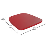 Luna Commercial Grade Red Metal Indoor-Outdoor Chair with Arms with Red Poly Resin Wood Seat