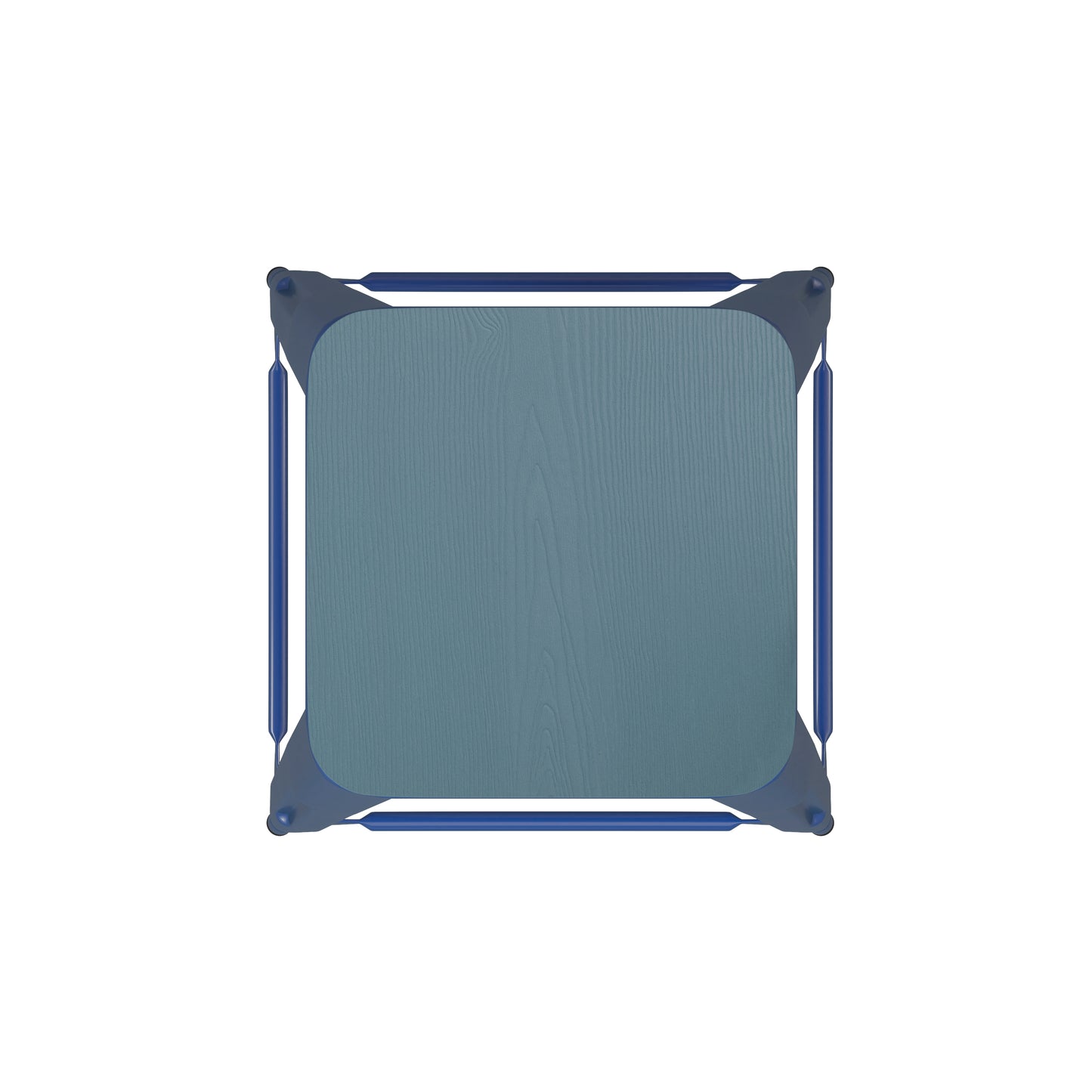 Kai Commercial Grade 24" High Backless Blue Metal Indoor-Outdoor Counter Height Stool with Teal-Blue Poly Resin Wood Seat