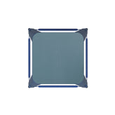 Kai Commercial Grade 24" High Backless Blue Metal Indoor-Outdoor Counter Height Stool with Teal-Blue Poly Resin Wood Seat