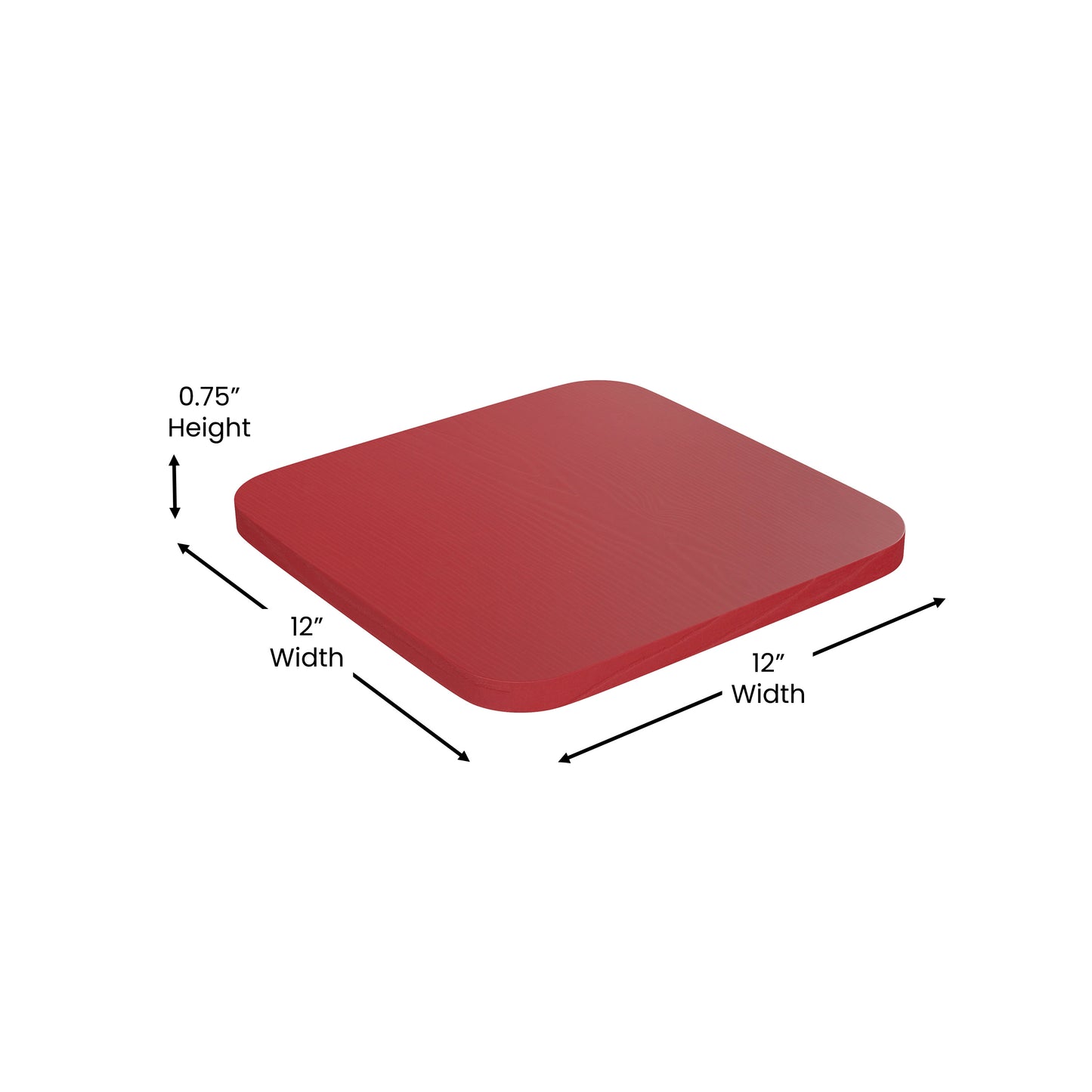 Kai Commercial Grade 24" High Backless Red Metal Indoor-Outdoor Counter Height Stool with Red Poly Resin Wood Seat