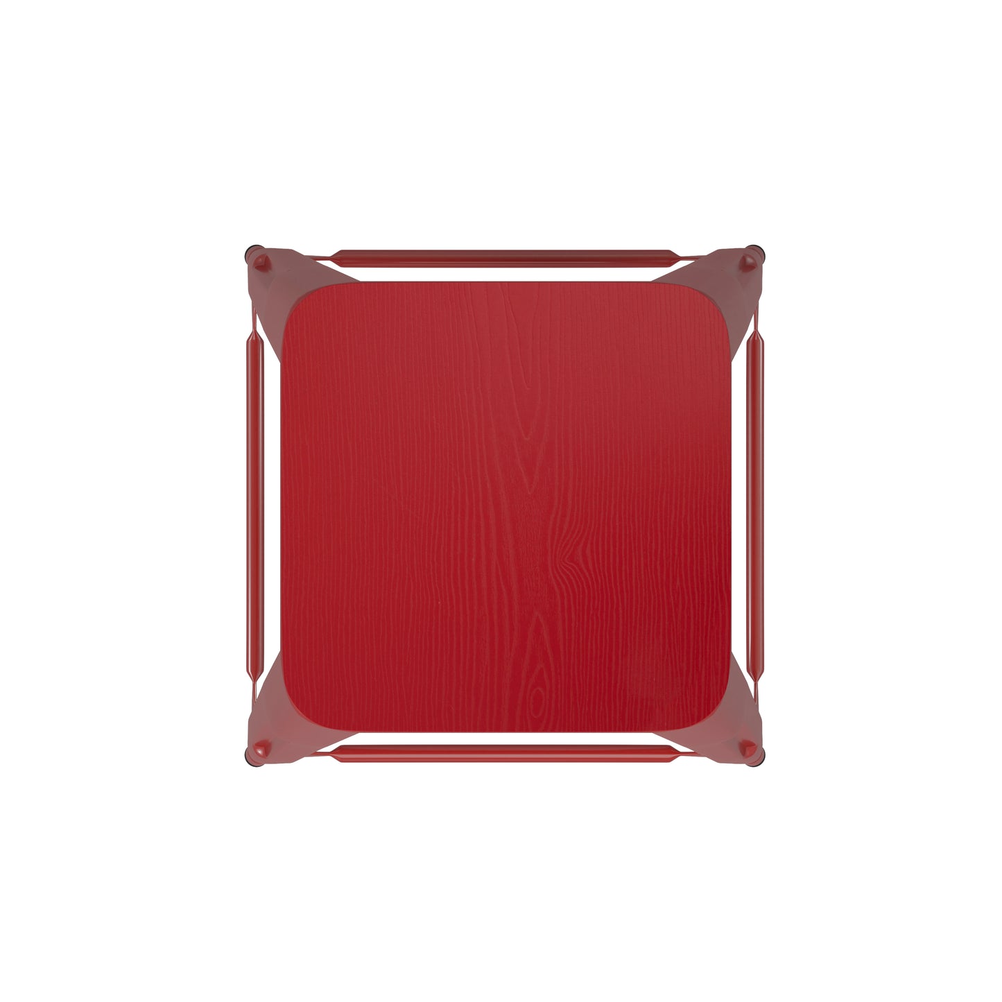 Kai Commercial Grade 24" High Backless Red Metal Indoor-Outdoor Counter Height Stool with Red Poly Resin Wood Seat