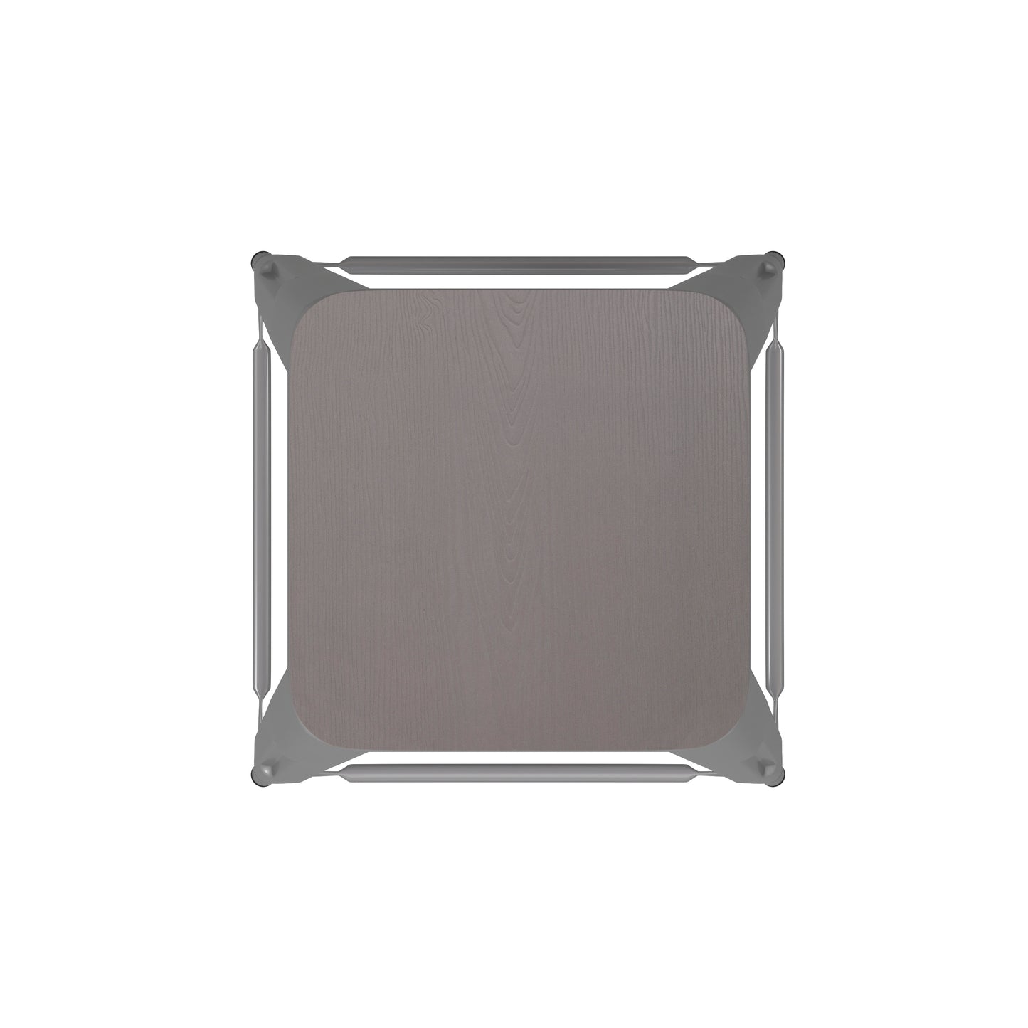 Kai Commercial Grade 24" High Backless Silver Metal Indoor-Outdoor Counter Height Stool with Gray Poly Resin Wood Seat