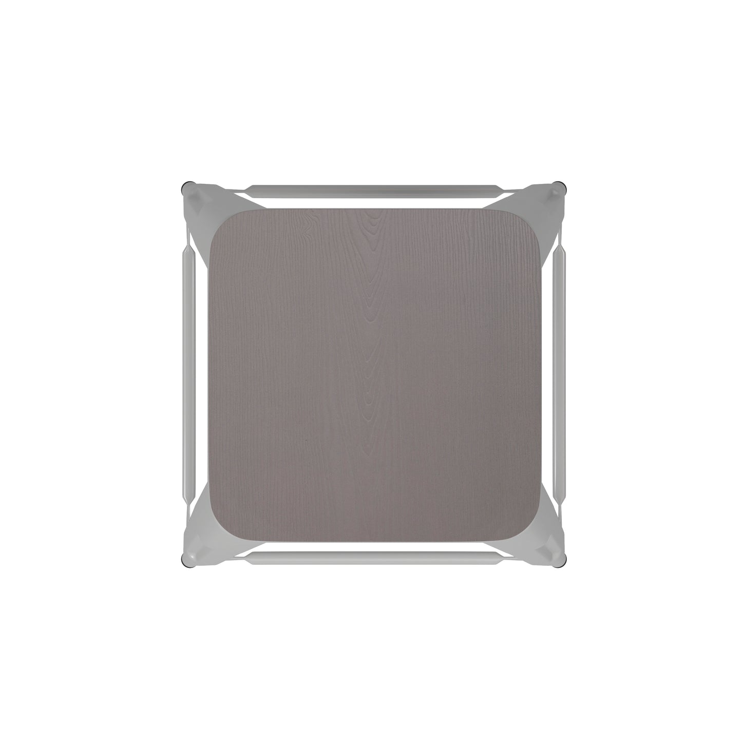 Kai Commercial Grade 24" High Backless White Metal Indoor-Outdoor Counter Height Stool with Gray Poly Resin Wood Seat