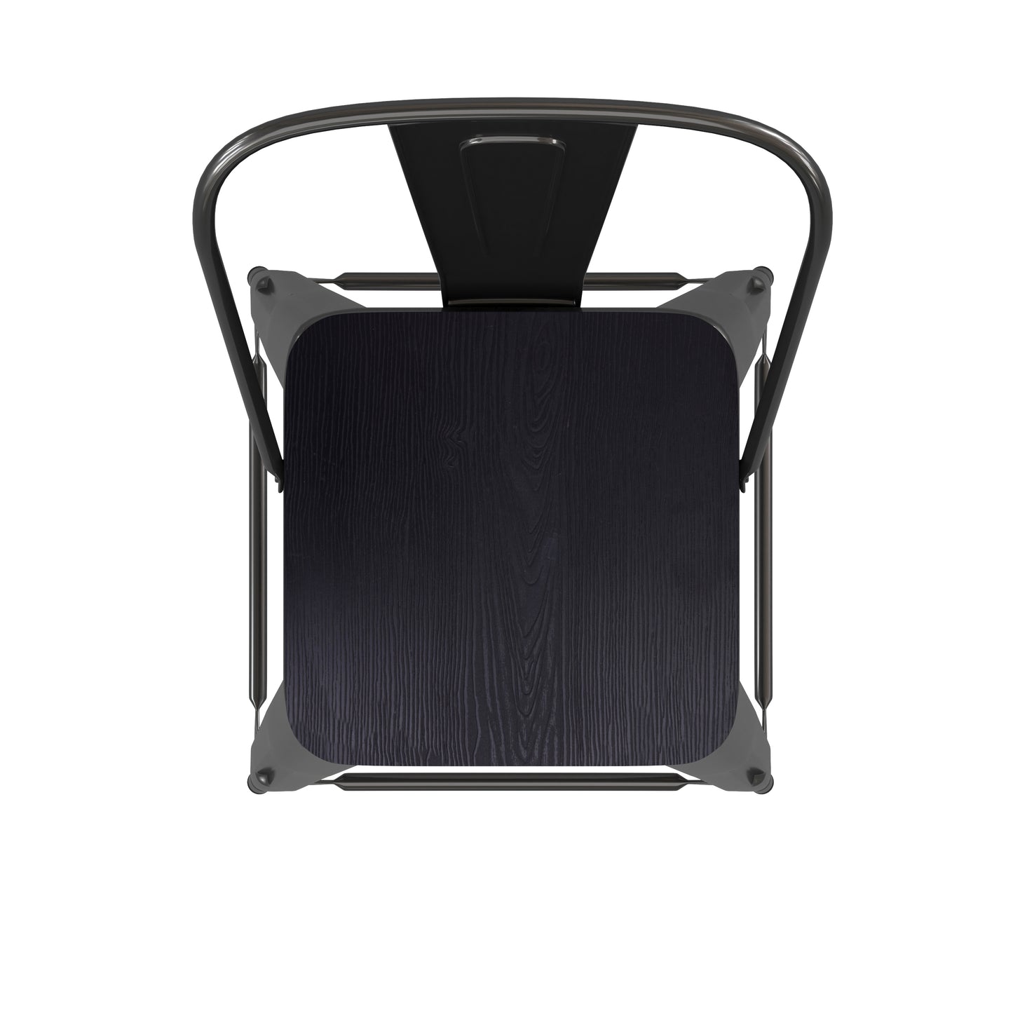 Kai Commercial Grade 24" High Black Metal Indoor-Outdoor Counter Height Stool with Removable Back and Black All-Weather Poly Resin Seat