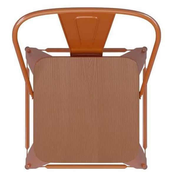 24" High Tolix Counter Height Stool with Back and Faux Teak Seat