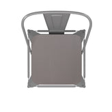 Kai Commercial Grade 24" High Silver Metal Indoor-Outdoor Counter Height Stool with Removable Back and Gray All-Weather Poly Resin Seat