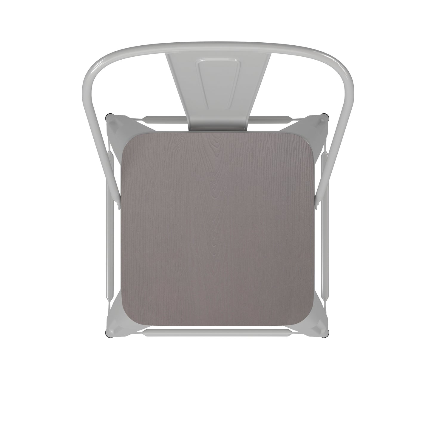 Kai Commercial Grade 24" High White Metal Indoor-Outdoor Counter Height Stool with Removable Back and Gray All-Weather Poly Resin Seat