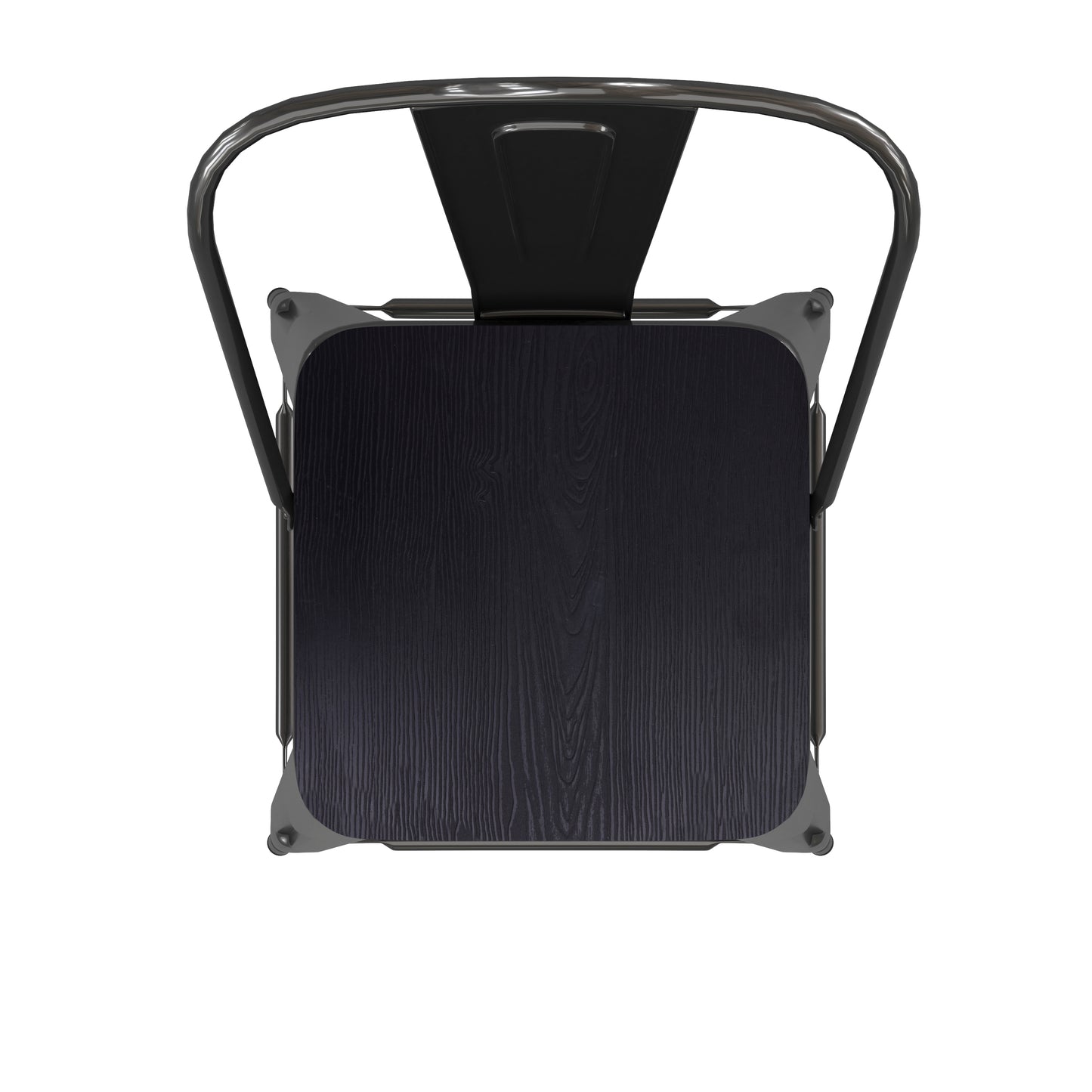 Kai Commercial Grade 30" High Black Metal Indoor-Outdoor Bar Height Stool with Removable Back and Black All-Weather Poly Resin Seat