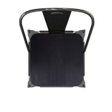 Kai Commercial Grade 30" High Black Metal Indoor-Outdoor Bar Height Stool with Removable Back and Black All-Weather Poly Resin Seat