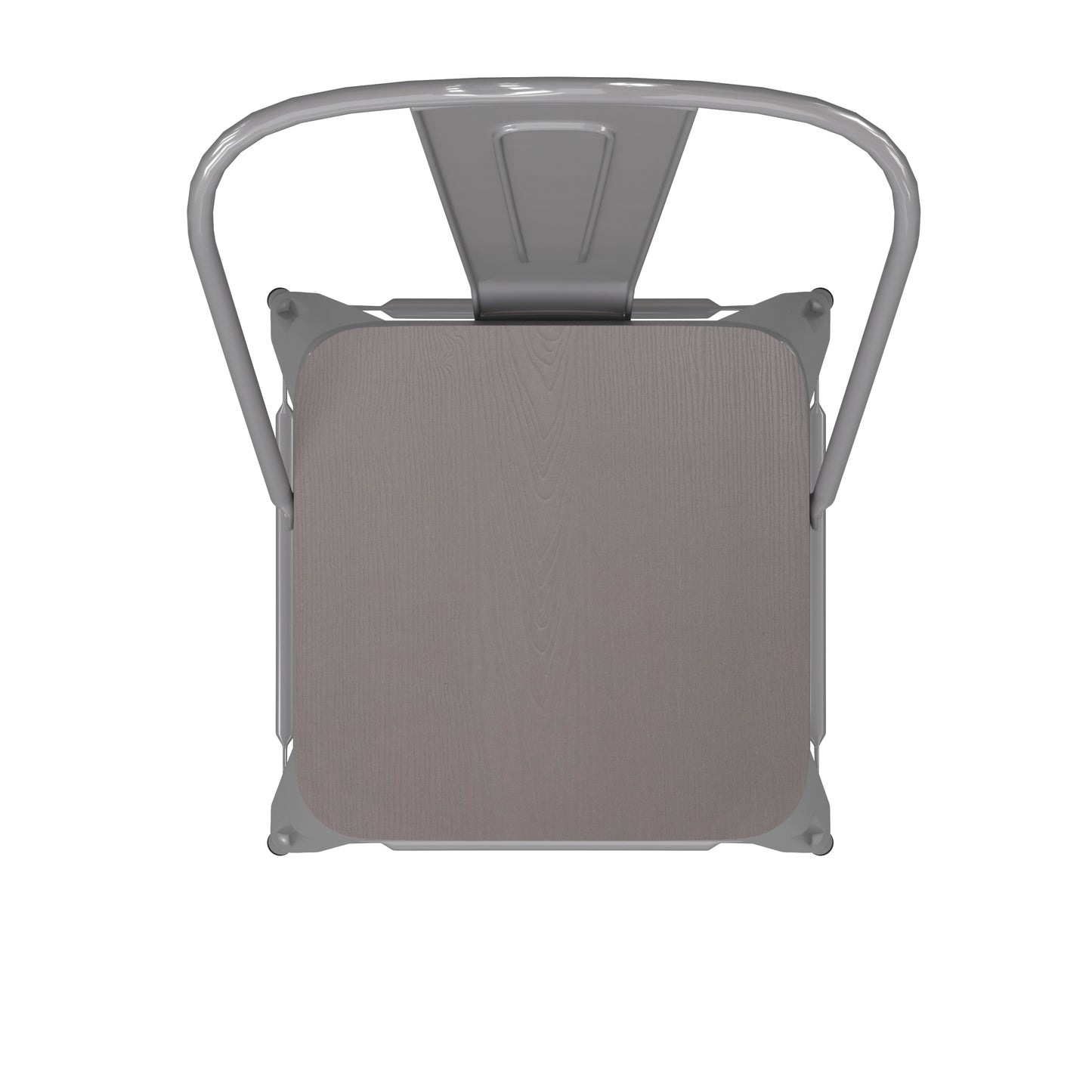 Kai Commercial Grade 30" High Silver Metal Indoor-Outdoor Bar Height Stool with Removable Back and Gray All-Weather Poly Resin Seat