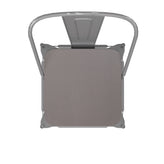 Kai Commercial Grade 30" High Silver Metal Indoor-Outdoor Bar Height Stool with Removable Back and Gray All-Weather Poly Resin Seat